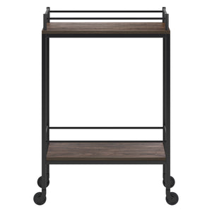 Homeroots Brown And Black Steel Rolling Bar Cart   530448