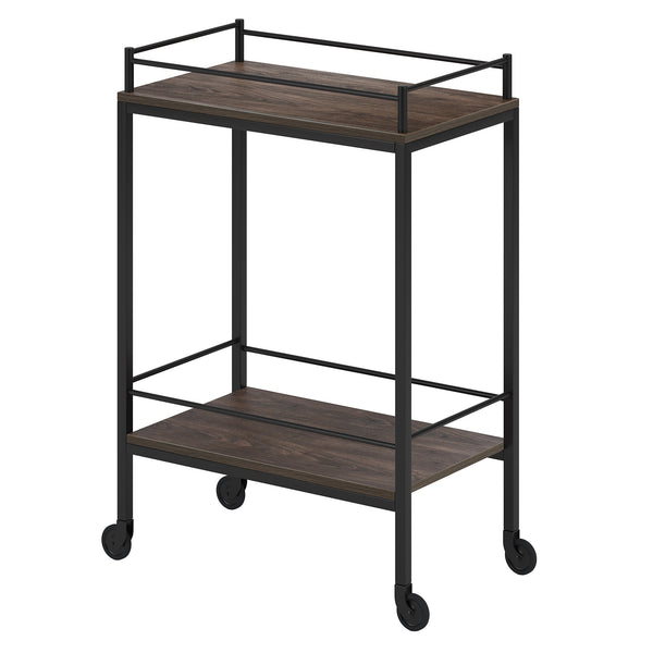 Homeroots Brown And Black Steel Rolling Bar Cart   530448