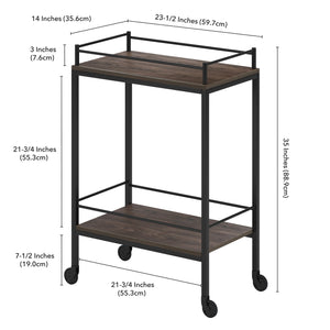 Homeroots Brown And Black Steel Rolling Bar Cart   530448