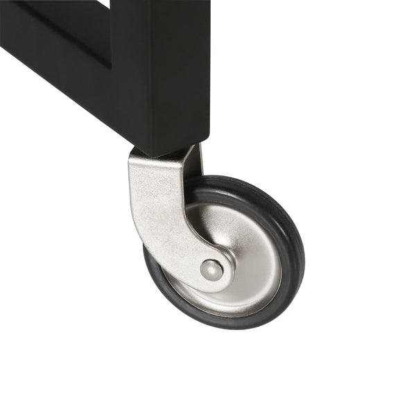 Homeroots Black Steel And Glass Rolling Bar Cart   530449