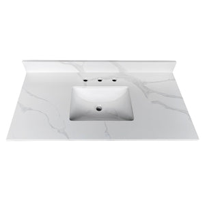 English Elm 43-inch Carrara Quartz Vanity Top Undermount Sink Backsplash Stain Resistant Bath W2699P459408