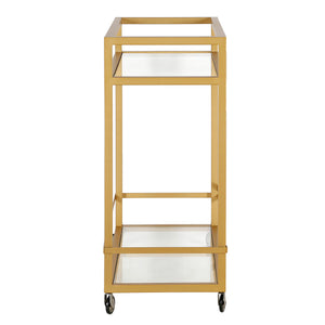 Homeroots Brass Steel And Glass Rolling Bar Cart   530453