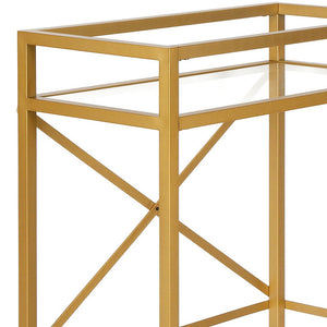 Homeroots Brass Steel And Glass Rolling Bar Cart   530453