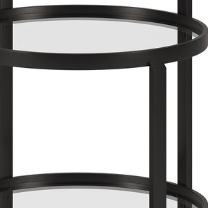 Homeroots Black Steel And Glass Round Rolling Bar Cart   530457