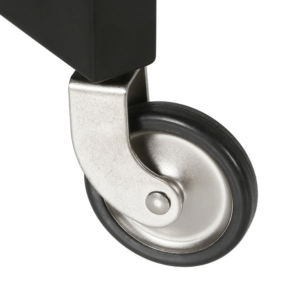 Homeroots Black Steel And Glass Round Rolling Bar Cart   530457