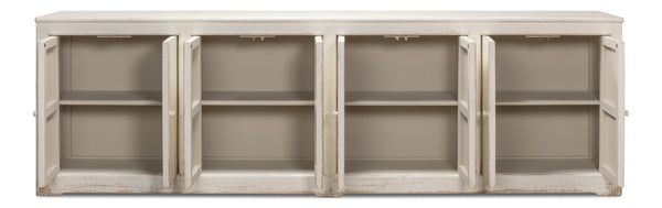 Sarreid Eight Is Enough Sideboard - Stylish Whitewash Finish With 4 Removable Shelves For Versatile Storage White  53045
