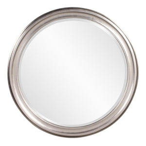Howard Elliott George Mirror - Stunning Round Wood Frame With Beveled Edge For A Transitional Home Decor Accent Silver Wood 53045-howard-elliott