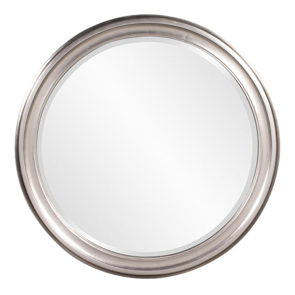 Howard Elliott George Mirror - Stunning Round Wood Frame With Beveled Edge For A Transitional Home Decor Accent Silver Wood 53045-howard-elliott