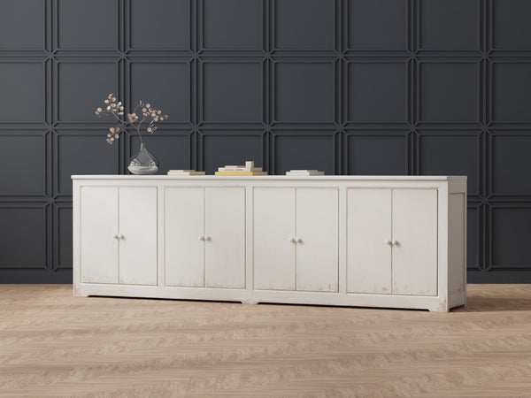 Sarreid Eight Is Enough Sideboard - Stylish Whitewash Finish With 4 Removable Shelves For Versatile Storage White  53045
