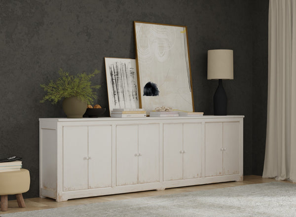 Sarreid Eight Is Enough Sideboard - Stylish Whitewash Finish With 4 Removable Shelves For Versatile Storage White  53045