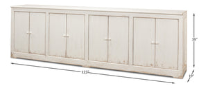 Sarreid Eight Is Enough Sideboard - Stylish Whitewash Finish With 4 Removable Shelves For Versatile Storage White  53045