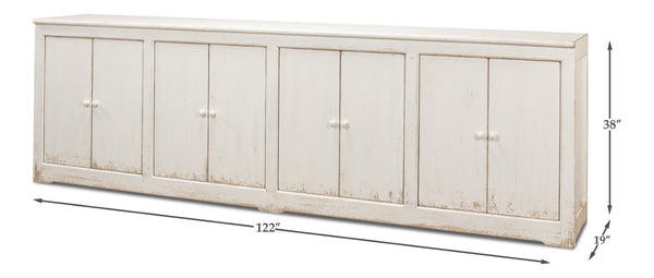 Sarreid Eight Is Enough Sideboard - Stylish Whitewash Finish With 4 Removable Shelves For Versatile Storage White  53045