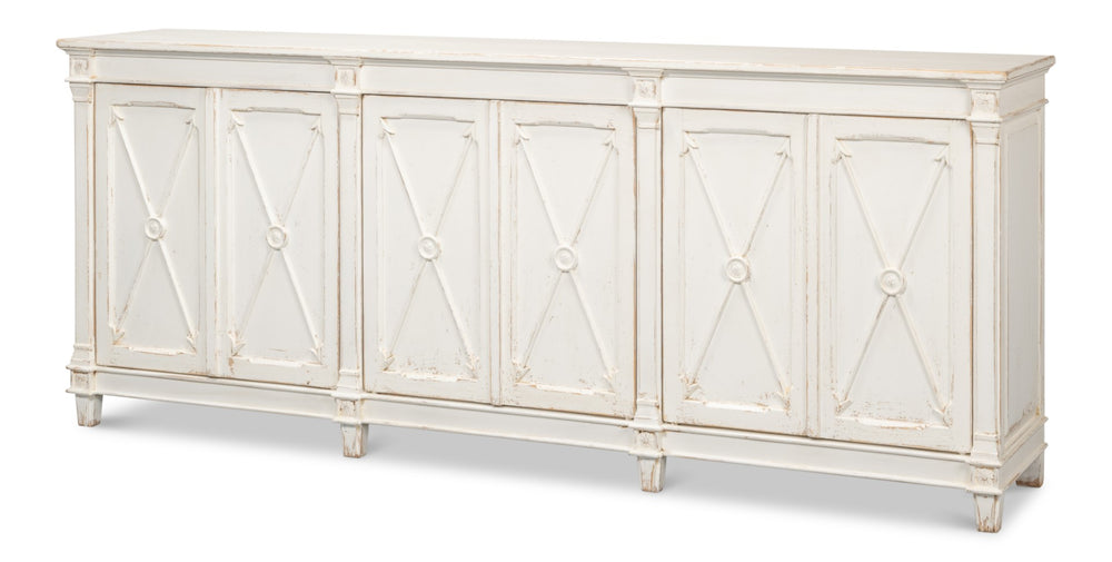 Sarreid Marksman Sideboard Whitewash - Stylish Reclaimed Pine Storage With 3 Removable Shelves For Home Decor White  53046
