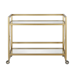 Homeroots Brass Steel And Glass Rolling Bar Cart   530460