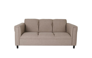 Homeroots 72" Beige Polyester Sofa With Black Legs   530465