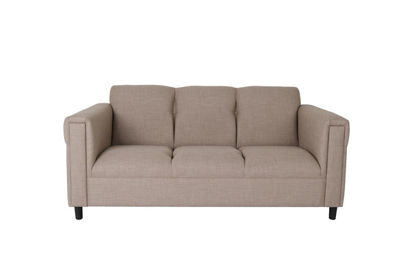 Homeroots 72" Beige Polyester Sofa With Black Legs   530465
