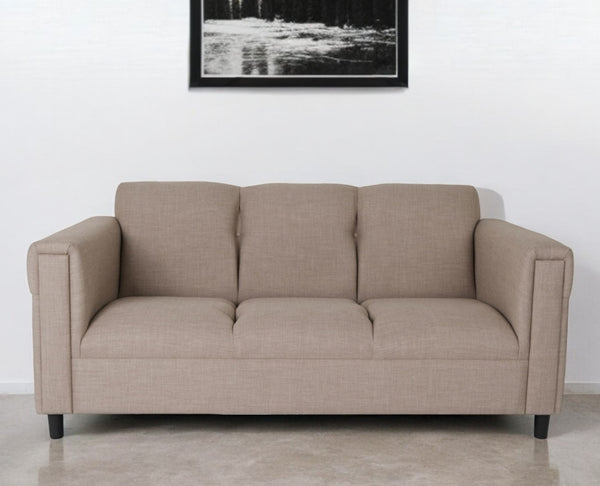 Homeroots 72" Beige Polyester Sofa With Black Legs   530465