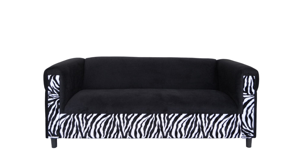 Homeroots 72" Black Velvet Sofa Zebra Black  530466