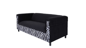 Homeroots 72" Black Velvet Sofa Zebra Black  530466