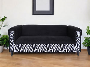 Homeroots 72" Black Velvet Sofa Zebra Black  530466