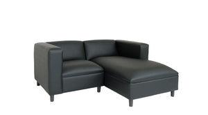 Homeroots 84" Black Faux Leather Sofa Chaise   530469