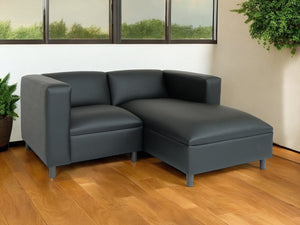 Homeroots 84" Black Faux Leather Sofa Chaise   530469