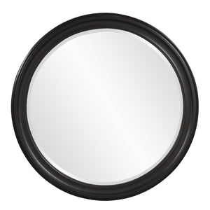 Howard Elliott George Mirror - Stunning Round Wood Frame With Beveled Edge For A Transitional Home Decor Accent Black Wood 53046bl-howard-elliott
