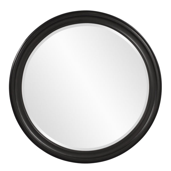 Howard Elliott George Mirror - Stunning Round Wood Frame With Beveled Edge For A Transitional Home Decor Accent Black Wood 53046bl-howard-elliott