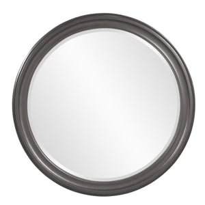 Howard Elliott George Mirror - Stunning Round Wood Frame With Beveled Edge For A Transitional Home Decor Accent Gray Wood 53046ch-howard-elliott