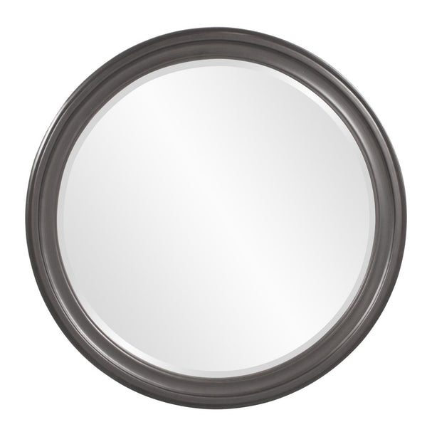 Howard Elliott George Mirror - Stunning Round Wood Frame With Beveled Edge For A Transitional Home Decor Accent Gray Wood 53046ch-howard-elliott