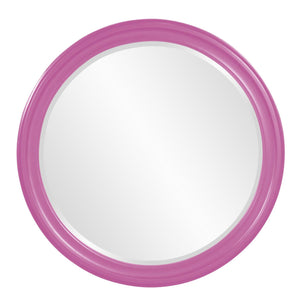 Howard Elliott George Mirror - Stunning Round Wood Frame With Beveled Edge For A Transitional Home Decor Accent Pink Wood 53046hp-howard-elliott