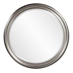 Howard Elliott George Mirror - Stunning Round Wood Frame With Beveled Edge For A Transitional Home Decor Accent Silver Wood 53046n-howard-elliott