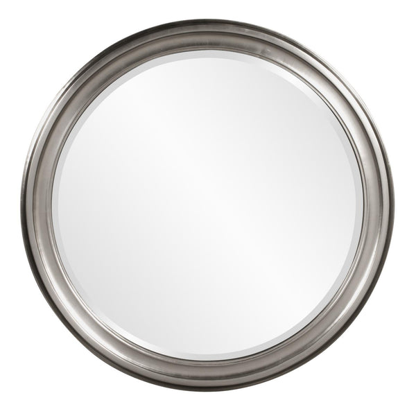 Howard Elliott George Mirror - Stunning Round Wood Frame With Beveled Edge For A Transitional Home Decor Accent Silver Wood 53046n-howard-elliott