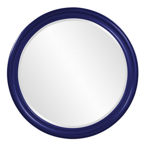 Howard Elliott George Mirror - Stunning Round Wood Frame With Beveled Edge For A Transitional Home Decor Accent Blue Wood 53046na-howard-elliott