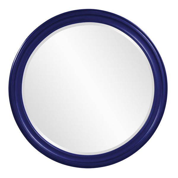 Howard Elliott George Mirror - Stunning Round Wood Frame With Beveled Edge For A Transitional Home Decor Accent Blue Wood 53046na-howard-elliott