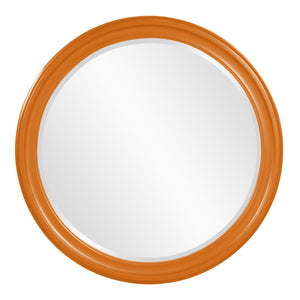 Howard Elliott George Mirror - Stunning Round Wood Frame With Beveled Edge For A Transitional Home Decor Accent Orange Wood 53046o-howard-elliott