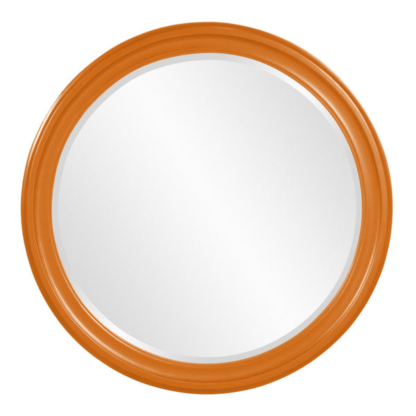 Howard Elliott George Mirror - Stunning Round Wood Frame With Beveled Edge For A Transitional Home Decor Accent Orange Wood 53046o-howard-elliott