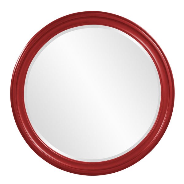 Howard Elliott George Mirror - Stunning Round Wood Frame With Beveled Edge For A Transitional Home Decor Accent Red Wood 53046r-howard-elliott