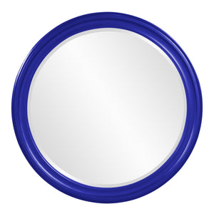 Howard Elliott George Mirror - Stunning Round Wood Frame With Beveled Edge For A Transitional Home Decor Accent Blue Wood 53046rb-howard-elliott