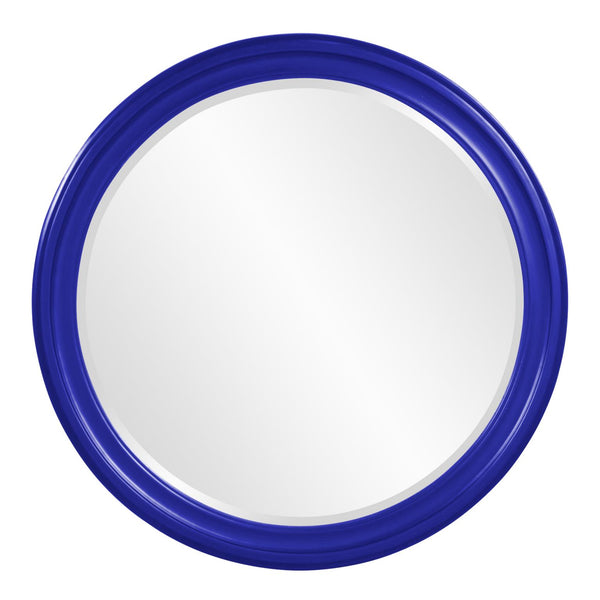 Howard Elliott George Mirror - Stunning Round Wood Frame With Beveled Edge For A Transitional Home Decor Accent Blue Wood 53046rb-howard-elliott