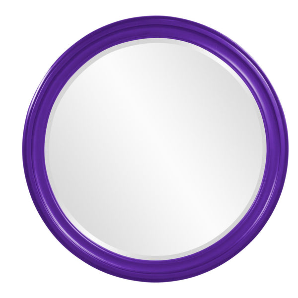 Howard Elliott George Mirror - Stunning Round Wood Frame With Beveled Edge For A Transitional Home Decor Accent Purple Wood 53046rp-howard-elliott