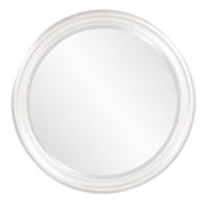 Howard Elliott George Mirror - Stunning Round Wood Frame With Beveled Edge For A Transitional Home Decor Accent White Wood 53046w-howard-elliott