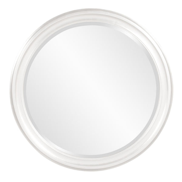 Howard Elliott George Mirror - Stunning Round Wood Frame With Beveled Edge For A Transitional Home Decor Accent White Wood 53046w-howard-elliott