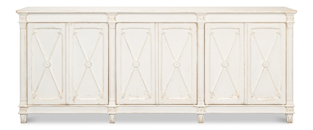 Sarreid Marksman Sideboard Whitewash - Stylish Reclaimed Pine Storage With 3 Removable Shelves For Home Decor White  53046