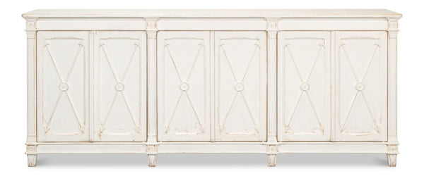 Sarreid Marksman Sideboard Whitewash - Stylish Reclaimed Pine Storage With 3 Removable Shelves For Home Decor White  53046