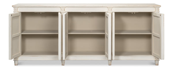 Sarreid Marksman Sideboard Whitewash - Stylish Reclaimed Pine Storage With 3 Removable Shelves For Home Decor White  53046