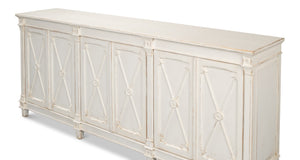 Sarreid Marksman Sideboard Whitewash - Stylish Reclaimed Pine Storage With 3 Removable Shelves For Home Decor White  53046