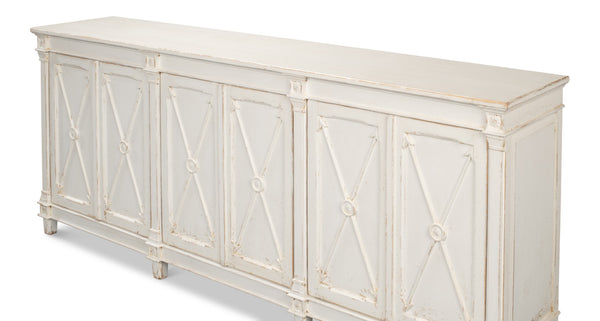 Sarreid Marksman Sideboard Whitewash - Stylish Reclaimed Pine Storage With 3 Removable Shelves For Home Decor White  53046