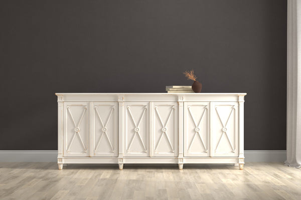 Sarreid Marksman Sideboard Whitewash - Stylish Reclaimed Pine Storage With 3 Removable Shelves For Home Decor White  53046