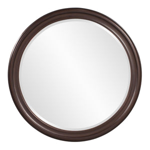 Howard Elliott George Mirror - Stunning Round Wood Frame With Beveled Edge For A Transitional Home Decor Accent Brown Wood 53046-howard-elliott